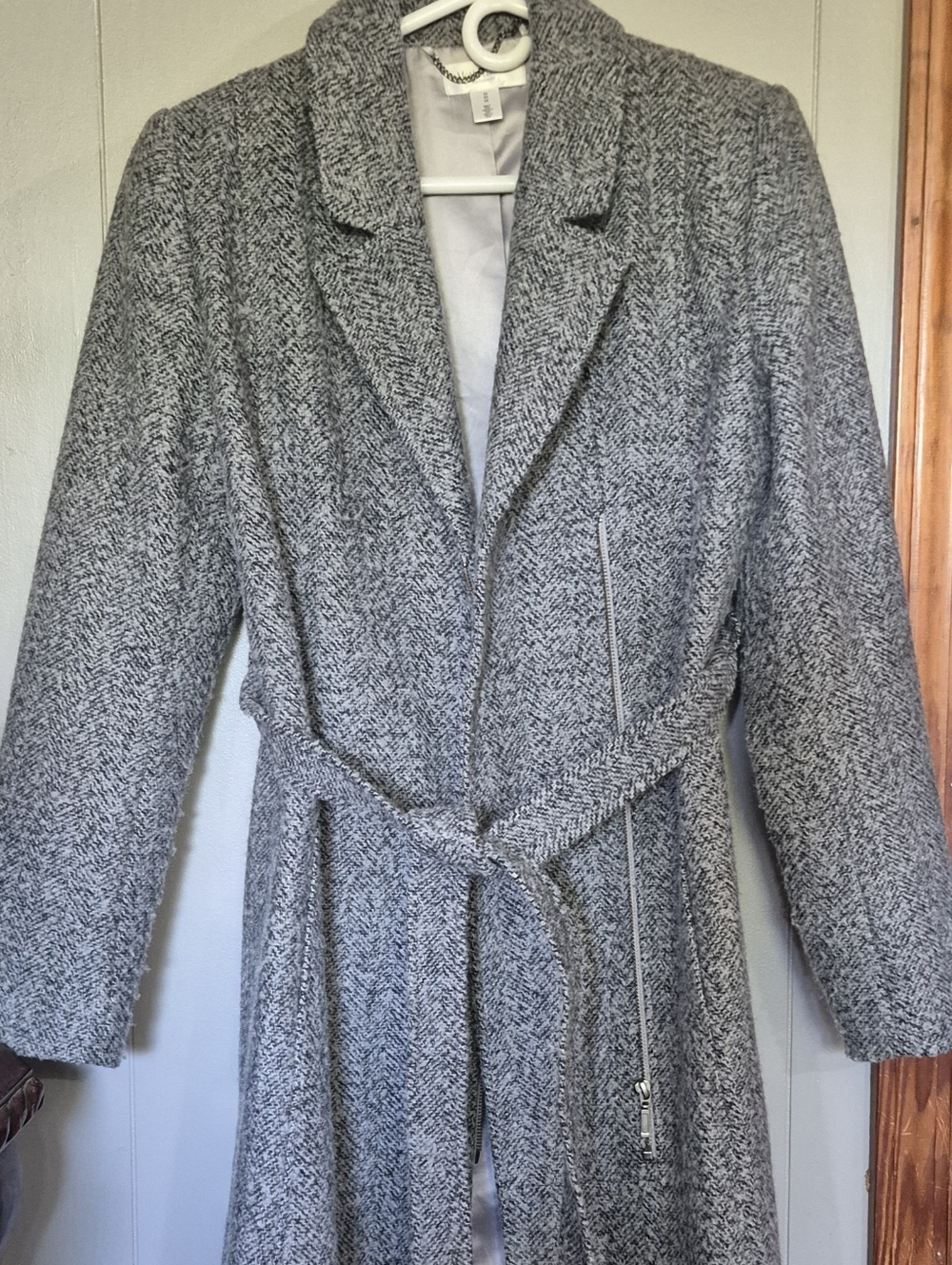 Motherhood Maternity Women's Gray Belted Coat. Medium